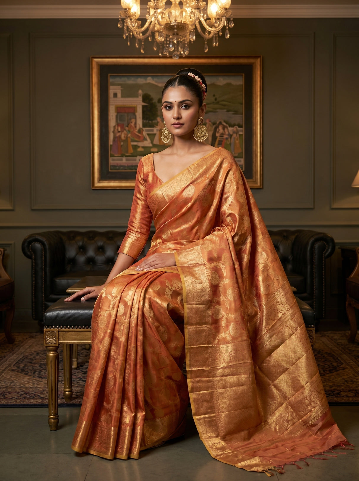 MIMOSA Gajari Kanjivaram Art Silk Saree β pose 8 styling detail
