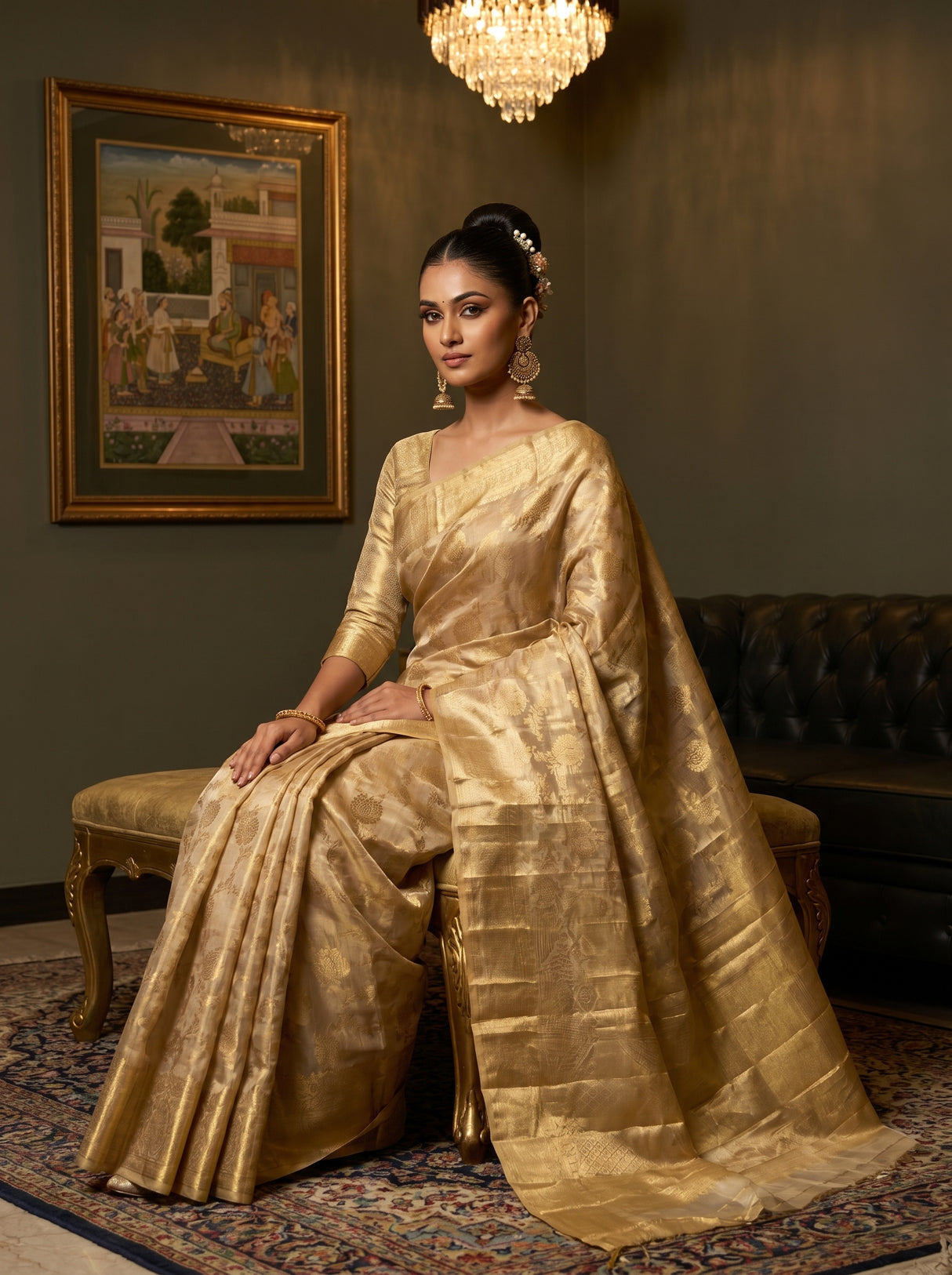 MIMOSA Mustard Kanjivaram Art Silk Saree β pose 8 styling detail