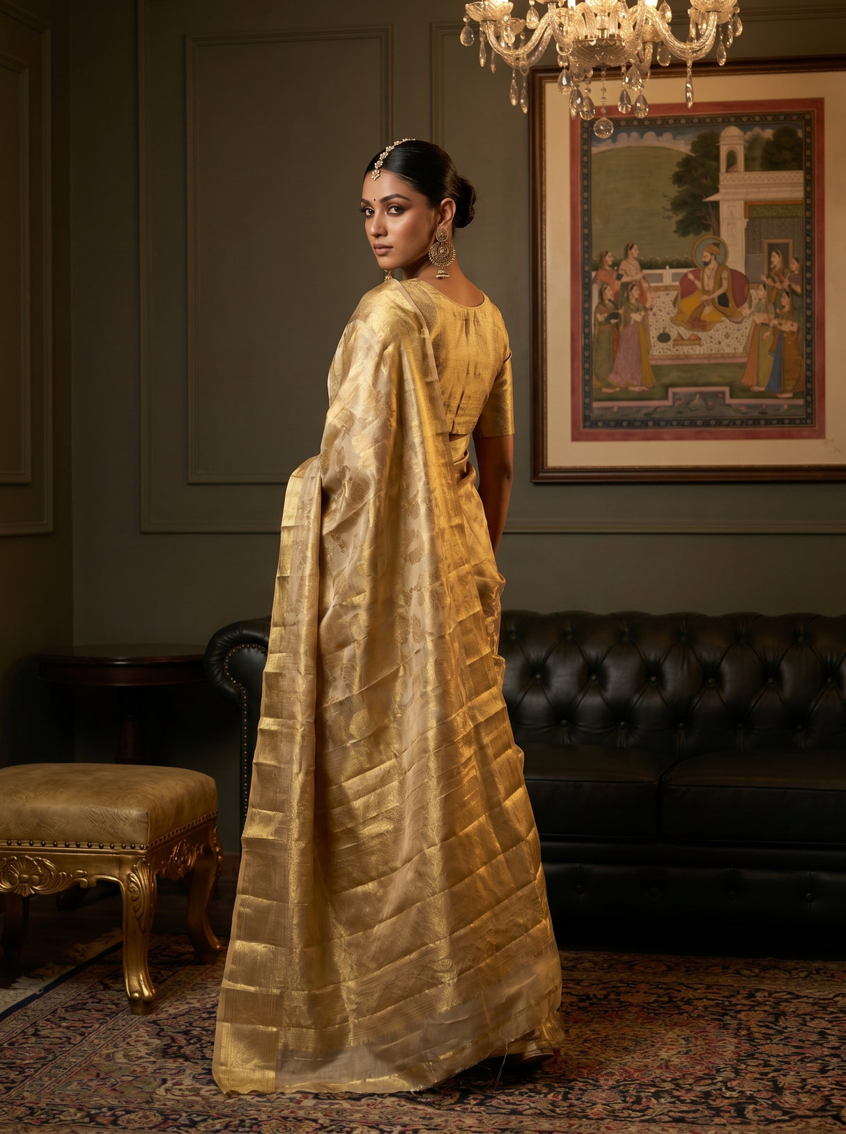 MIMOSA Mustard Kanjivaram Art Silk Saree β pose 9 styling detail