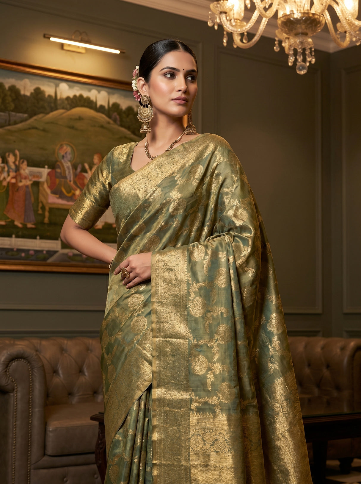MIMOSA Rama Kanjivaram Art Silk Saree β pose 10 styling detail
