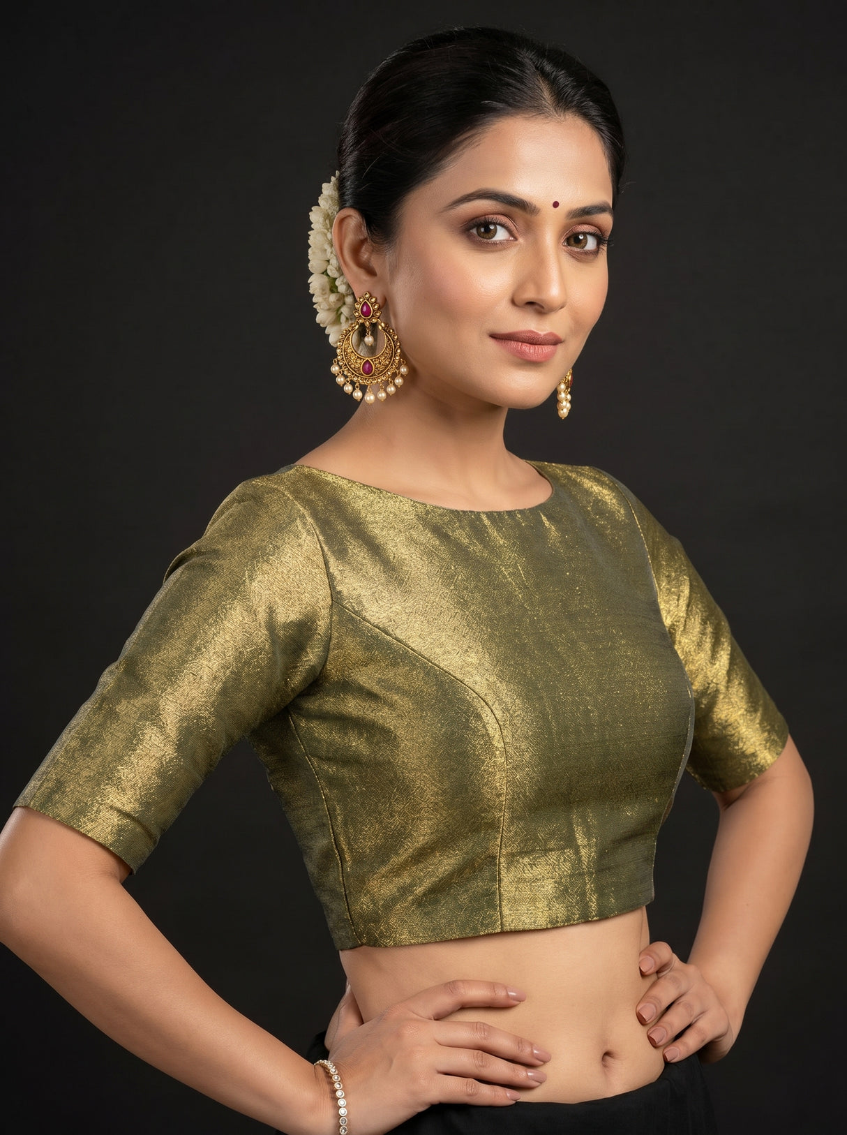 MIMOSA Rama Kanjivaram Art Silk Saree β blouse close-up