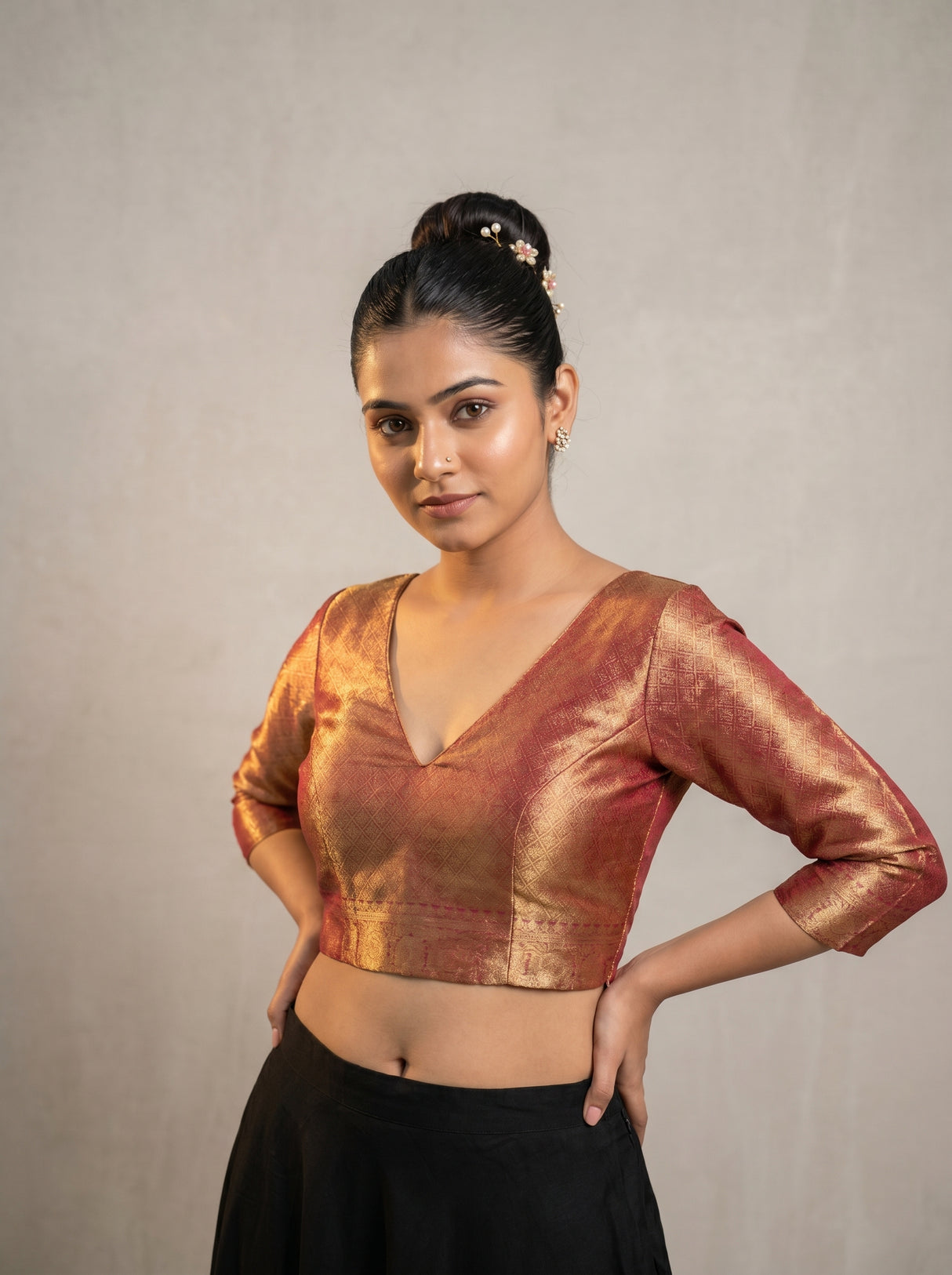 MIMOSA Rani Kanjivaram Art Silk Saree β blouse close-up