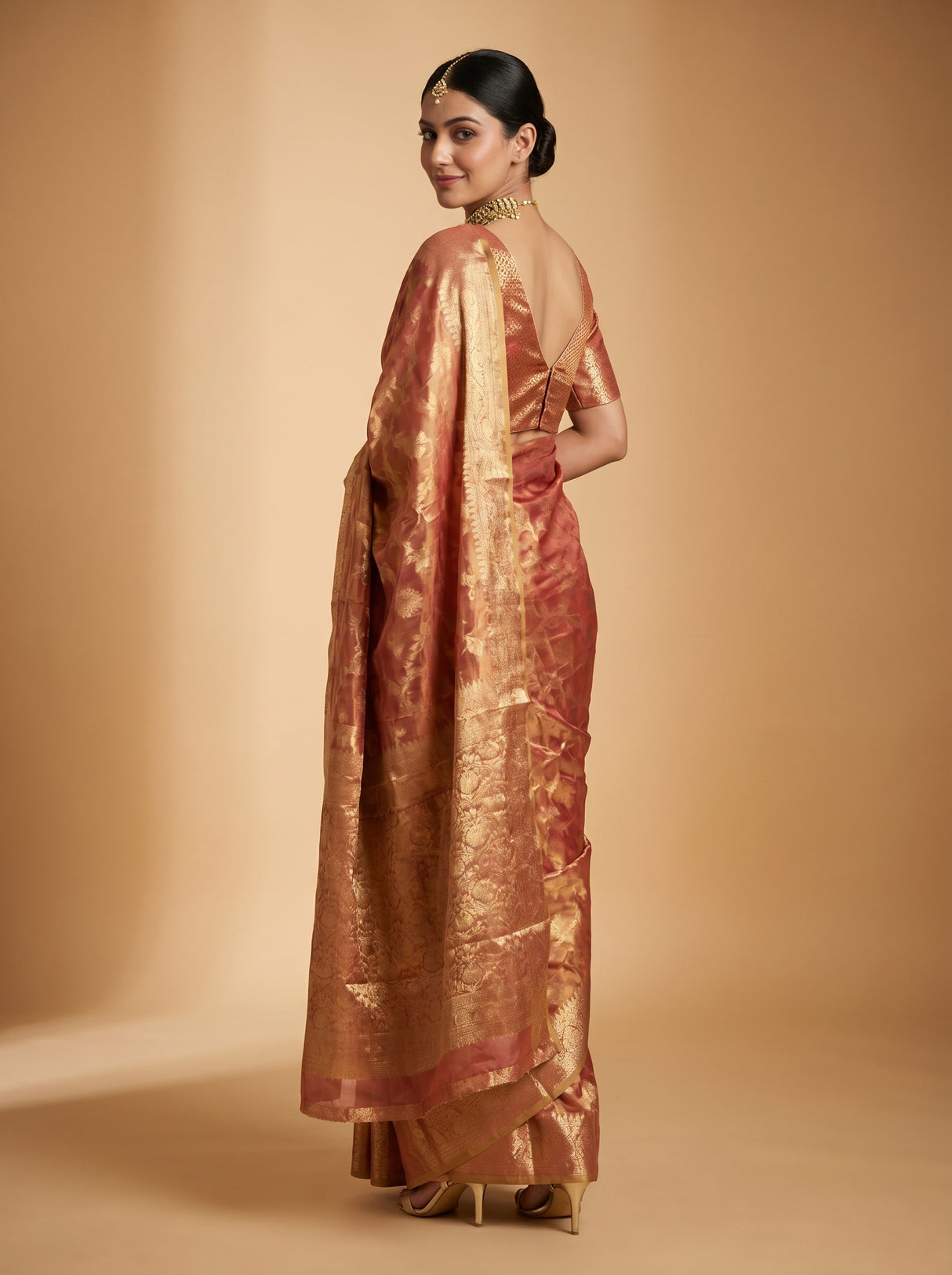 MIMOSA Gajari Kanjivaram Art Silk Saree β pose 8 styling detail