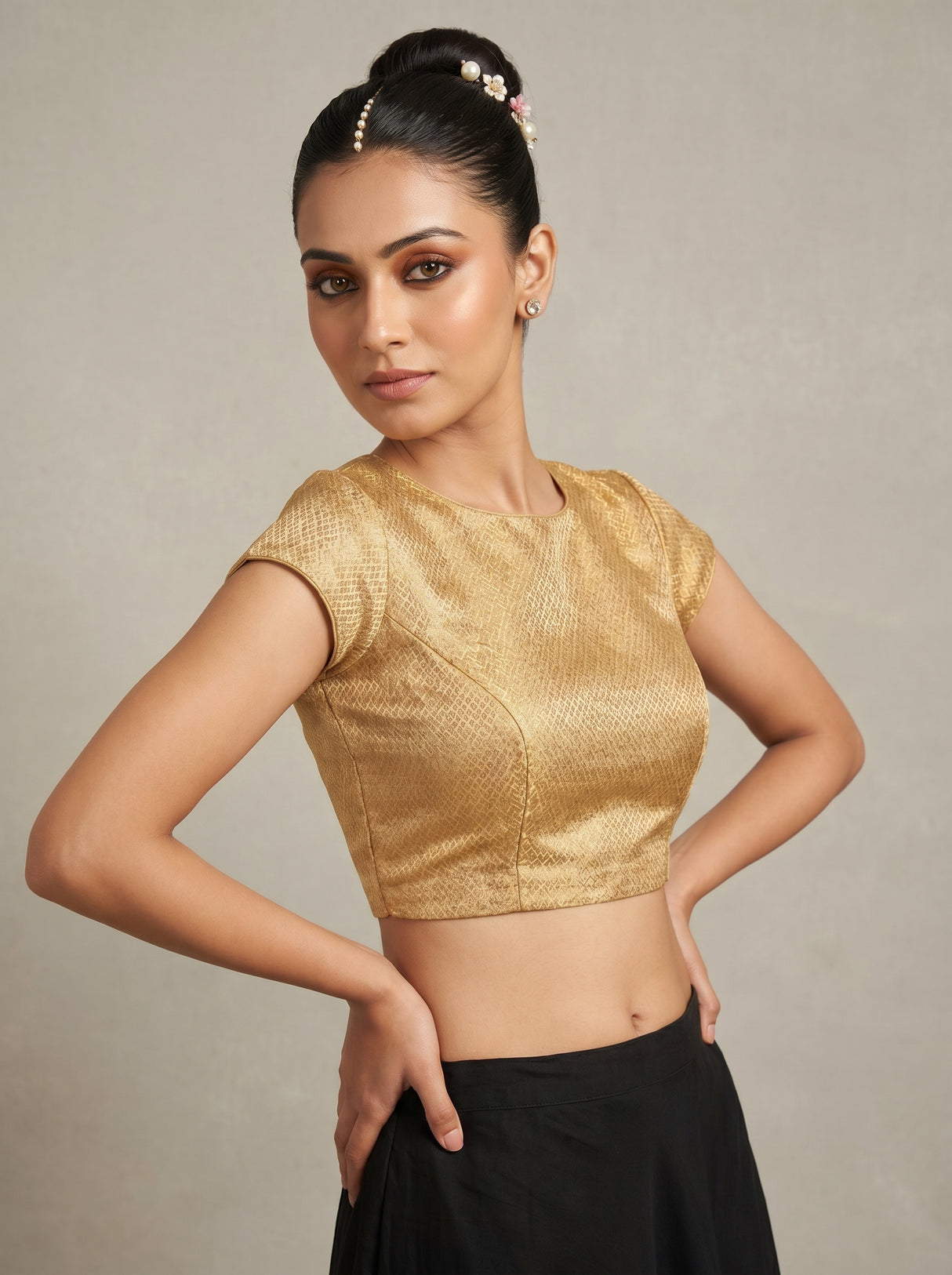 MIMOSA Mustard Kanjivaram Art Silk Saree β blouse close-up