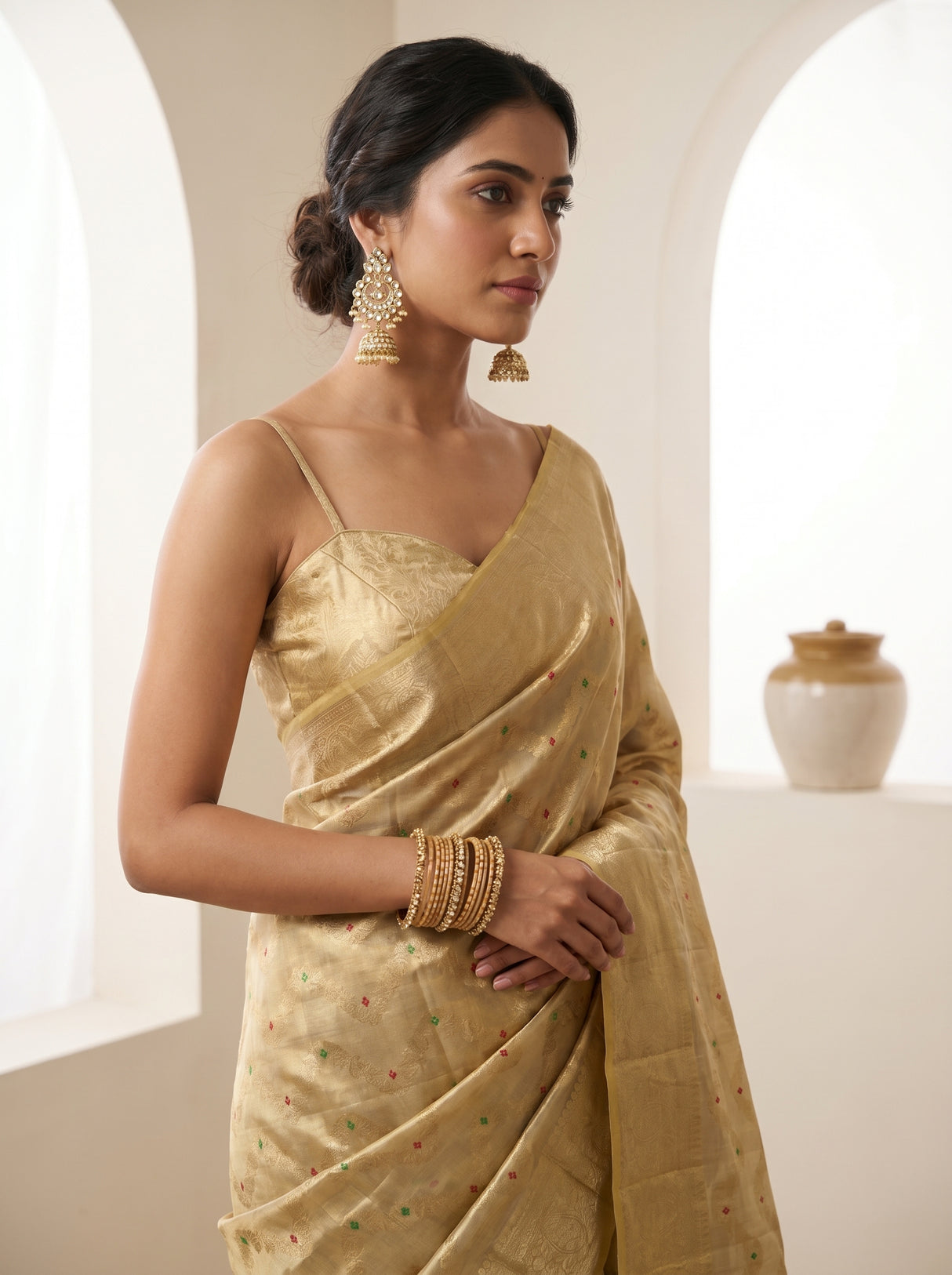 MIMOSA Chikoo Kanjivaram Art Silk Saree — pose 10 styling detail