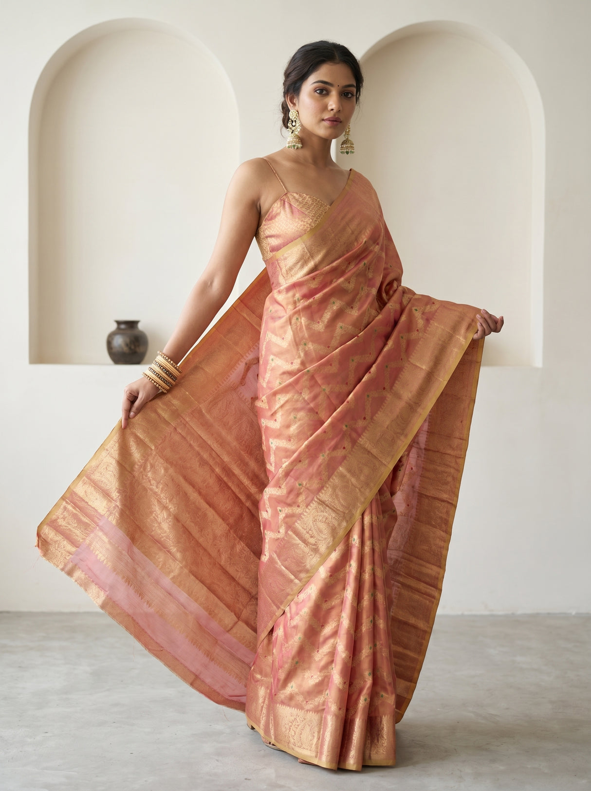 MIMOSA Gajari Kanjivaram Art Silk Saree — pose 6 styling detail