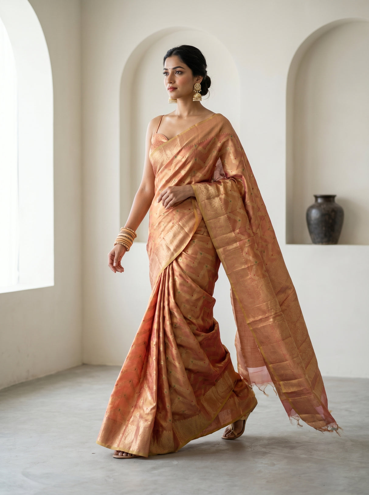 MIMOSA Gajari Kanjivaram Art Silk Saree — pose 7 styling detail