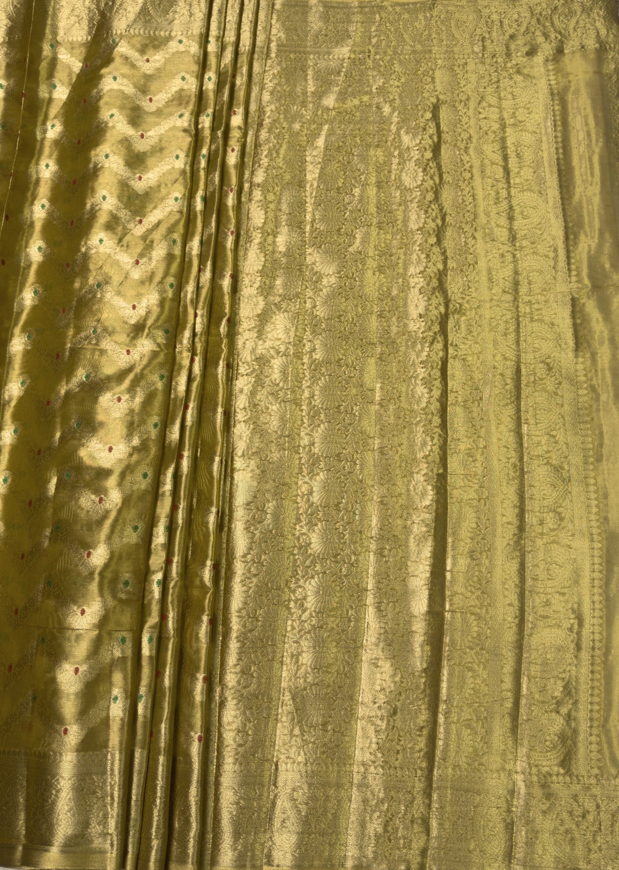 MIMOSA Mustard Kanjivaram Art Silk Saree — pallu and zari work detail