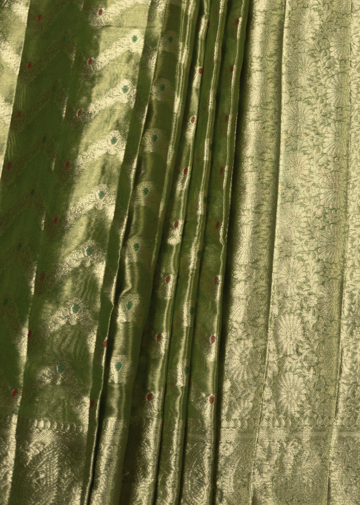 MIMOSA Olive Kanjivaram Art Silk Saree — fleets shot full lifestyle