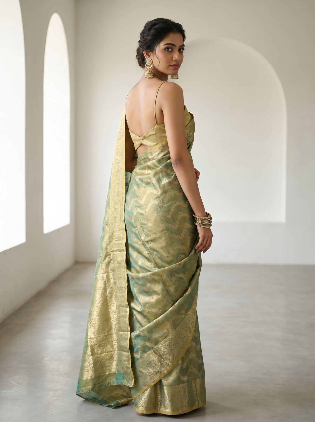 MIMOSA Rama Kanjivaram Art Silk Saree — pose 9 styling detail