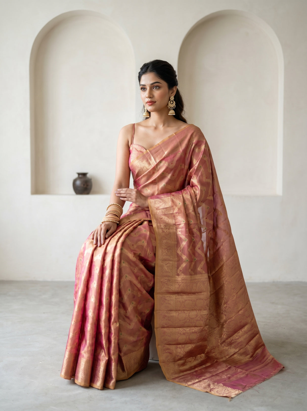 MIMOSA Rani Kanjivaram Art Silk Saree — pose 8 styling detail