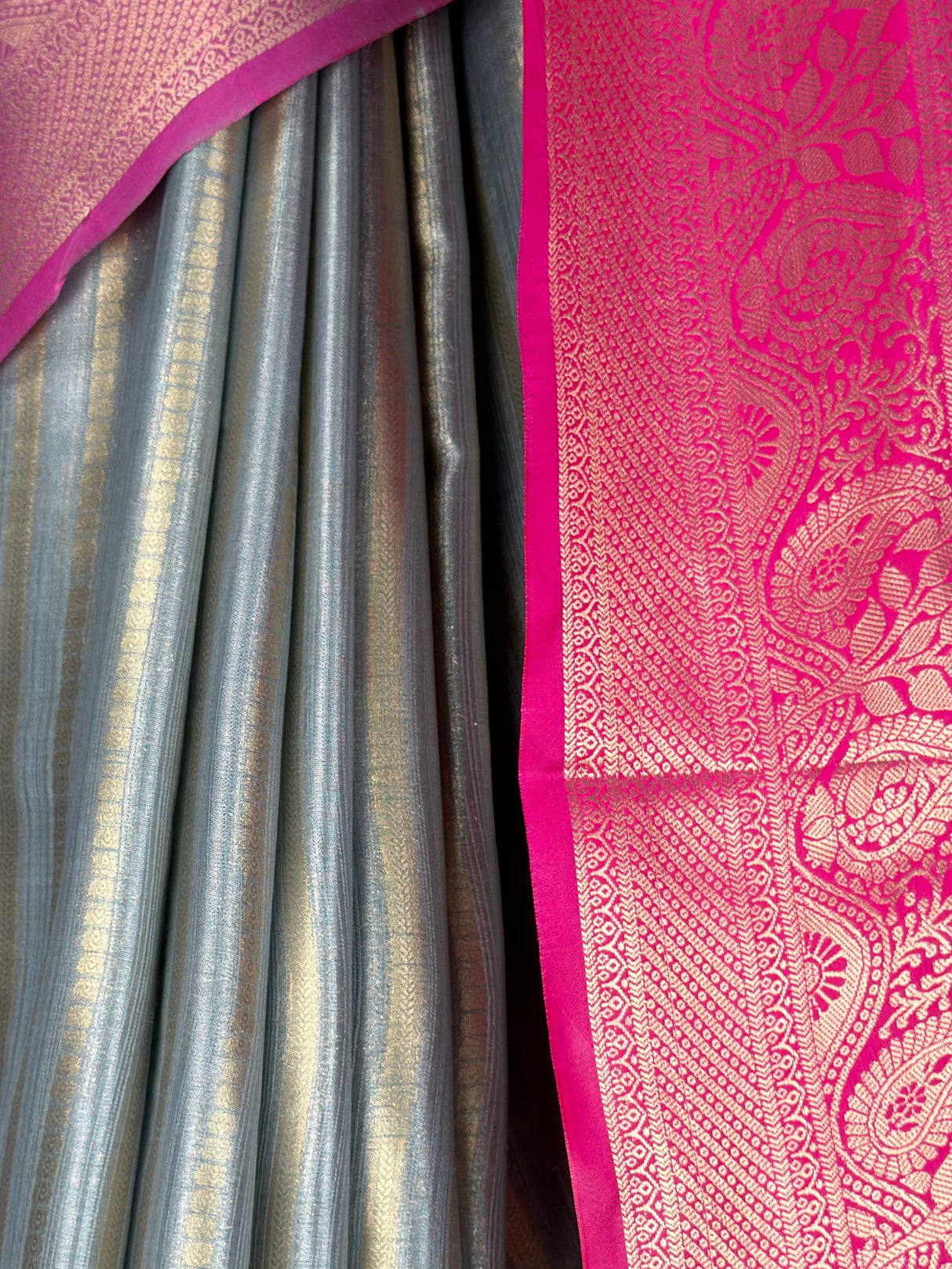 MIMOSA Grey Banarasi Art Silk Saree — fleets shot full lifestyle