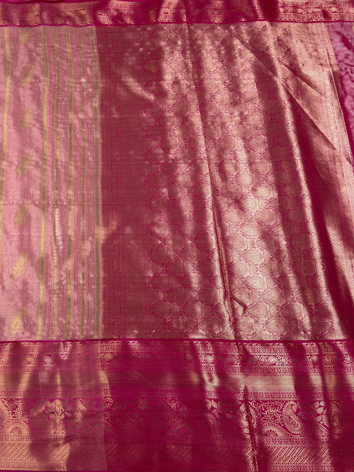 MIMOSA Pink Banarasi Art Silk Saree — pallu and zari work detail