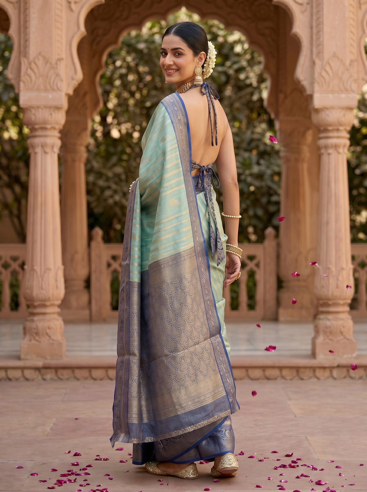 MIMOSA Rama Banarasi Art Silk Saree — pose 7 styling detail
