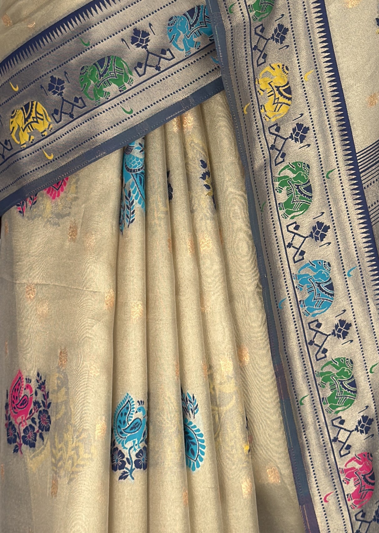 MIMOSA Navy Paithani Art Silk Saree β fleets shot full lifestyle