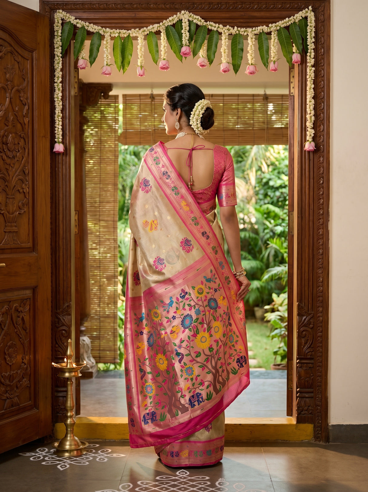 MIMOSA Red Paithani Art Silk Saree β Blouse Fabric Detail