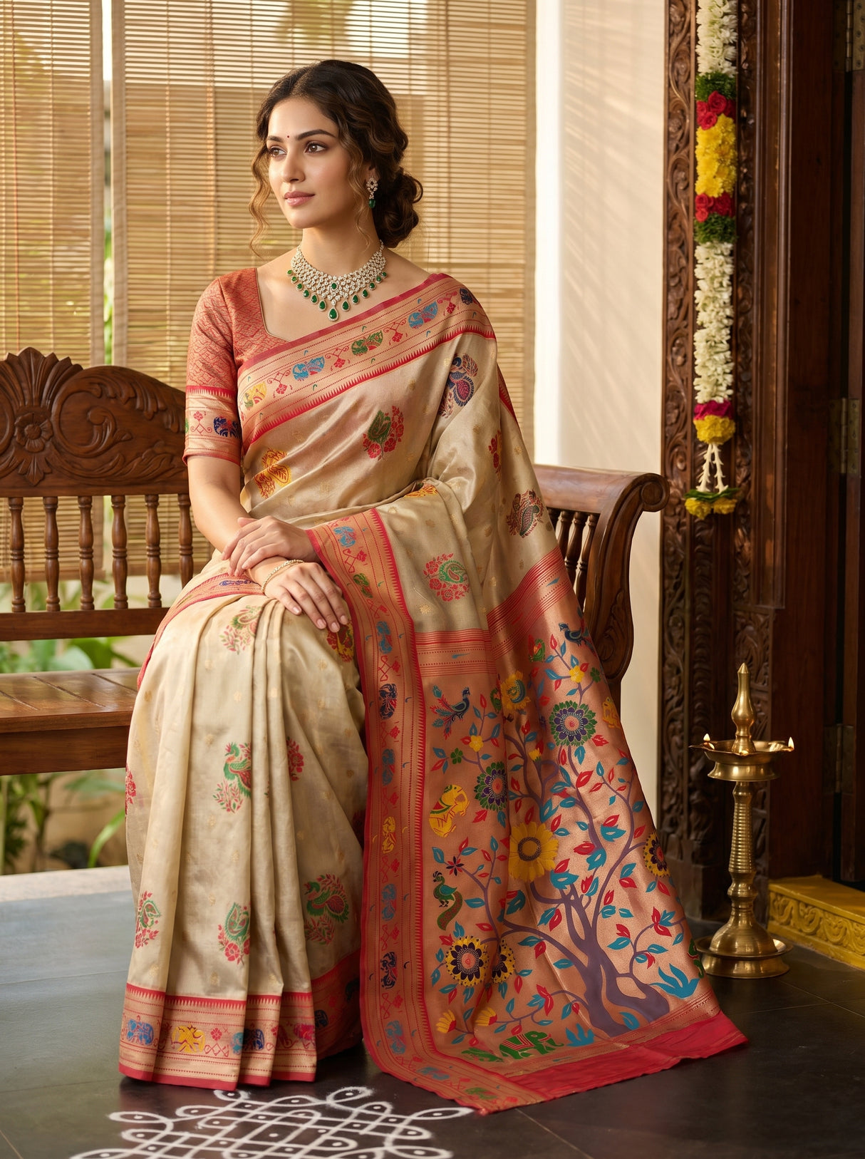 MIMOSA Rani Paithani Art Silk Saree β pose 8 styling detail