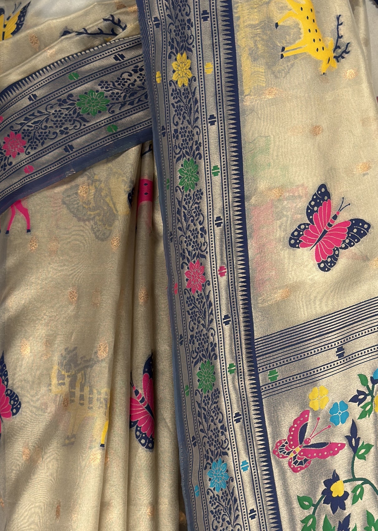 MIMOSA Navy Paithani Art Silk Saree β fleets shot full lifestyle