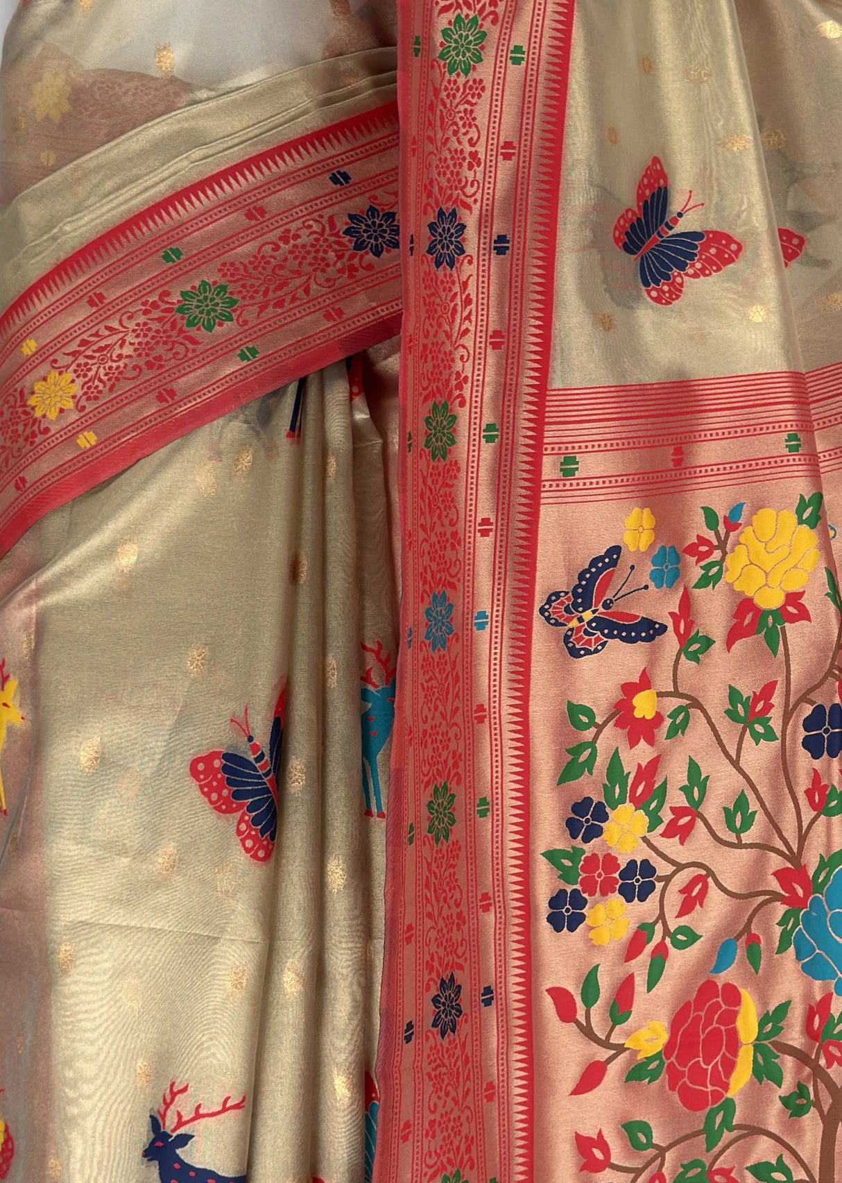 MIMOSA Red Paithani Art Silk Saree β fleets shot full lifestyle