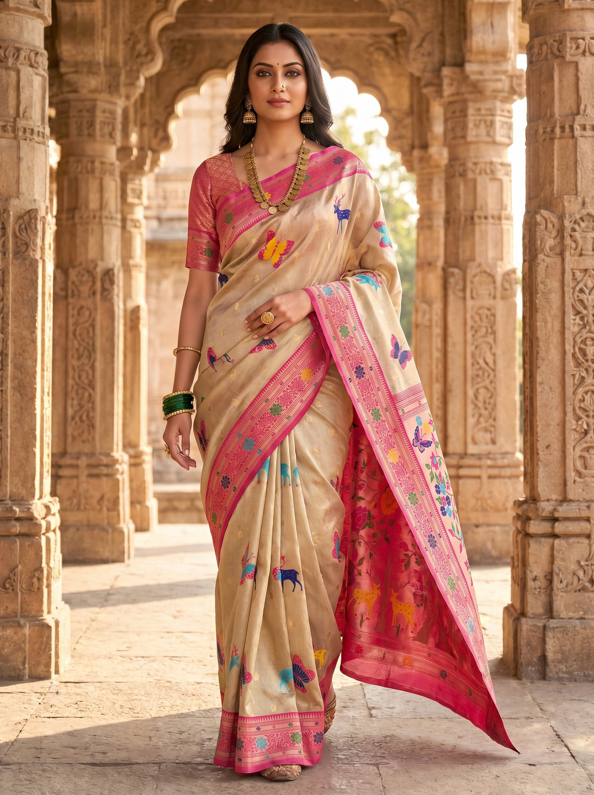 MIMOSA Rani Paithani Art Silk Saree β pose 6 styling detail