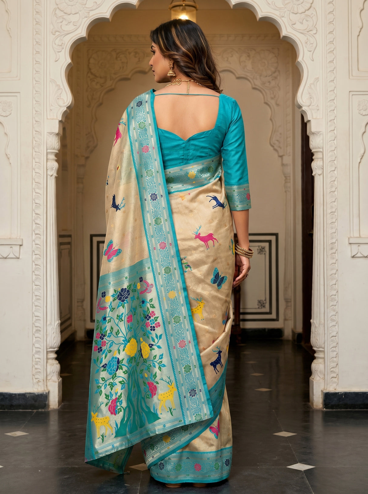 MIMOSA Saffire Art Silk Paithani Saree β Blouse Fabric Detail
