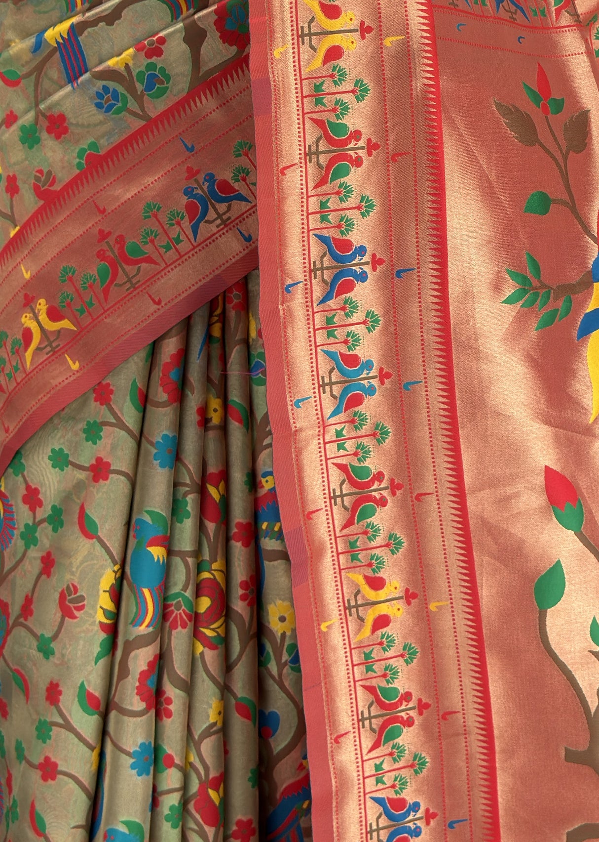 MIMOSA Red Paithani Art Silk Saree — fleets shot full lifestyle