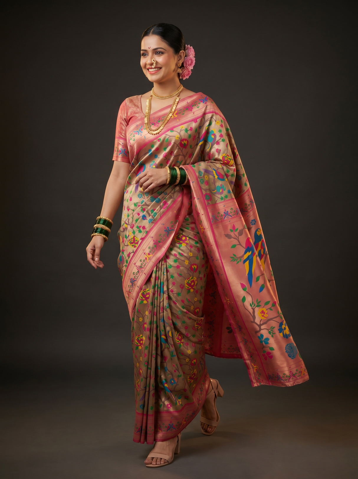 MIMOSA Rani Paithani Art Silk Saree — pose 7 styling detail