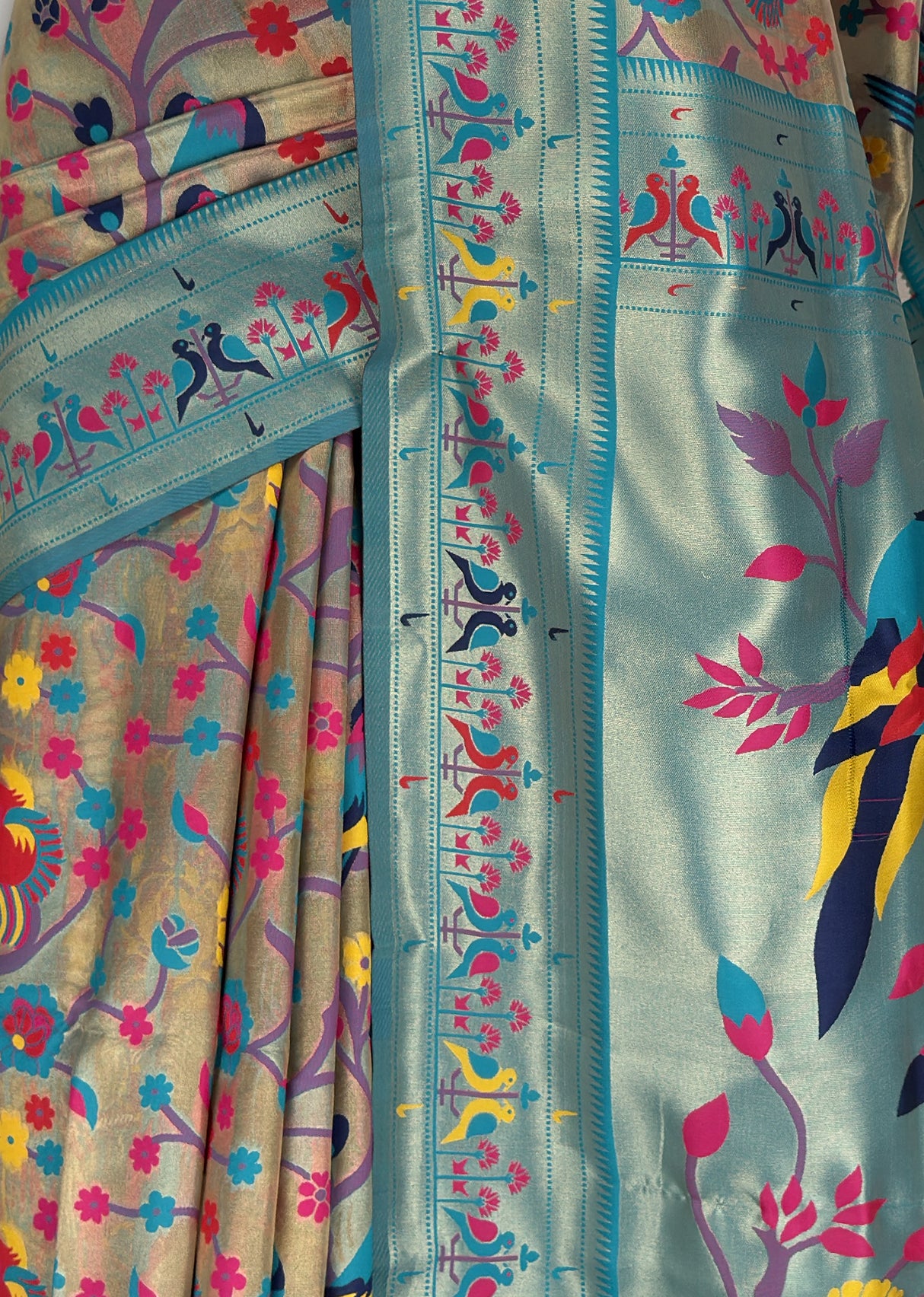 MIMOSA Saffire Paithani Art Silk Saree — fleets shot full lifestyle