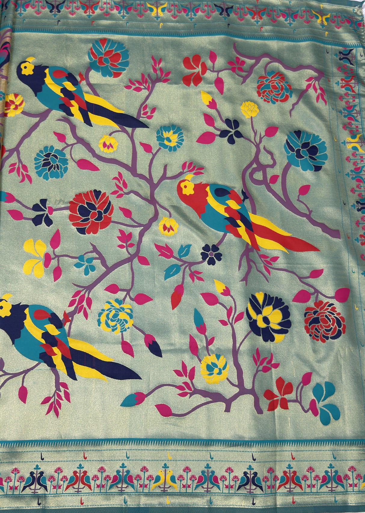 MIMOSA Saffire Paithani Art Silk Saree — pallu and zari work detail