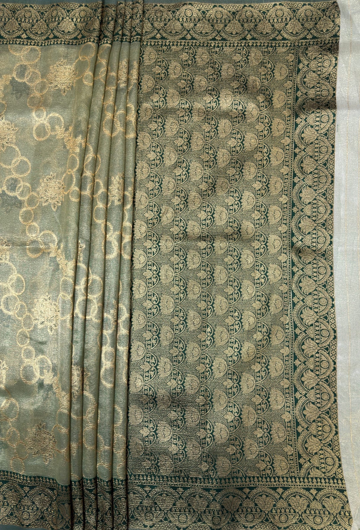MIMOSA Green Banarasi Art Silk Saree β pallu and zari work detail