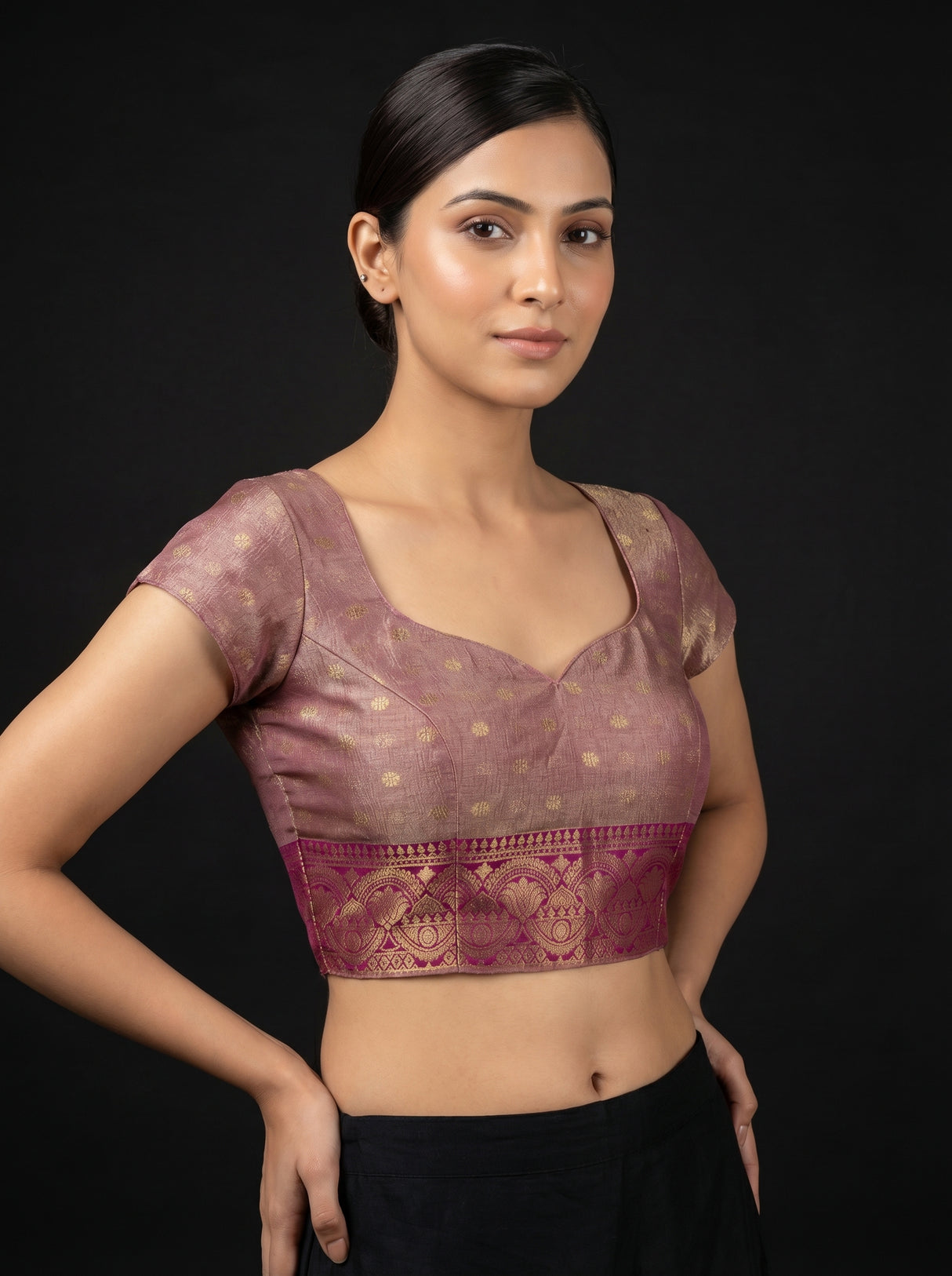 MIMOSA Magenta Banarasi Art Silk Saree β blouse close-up