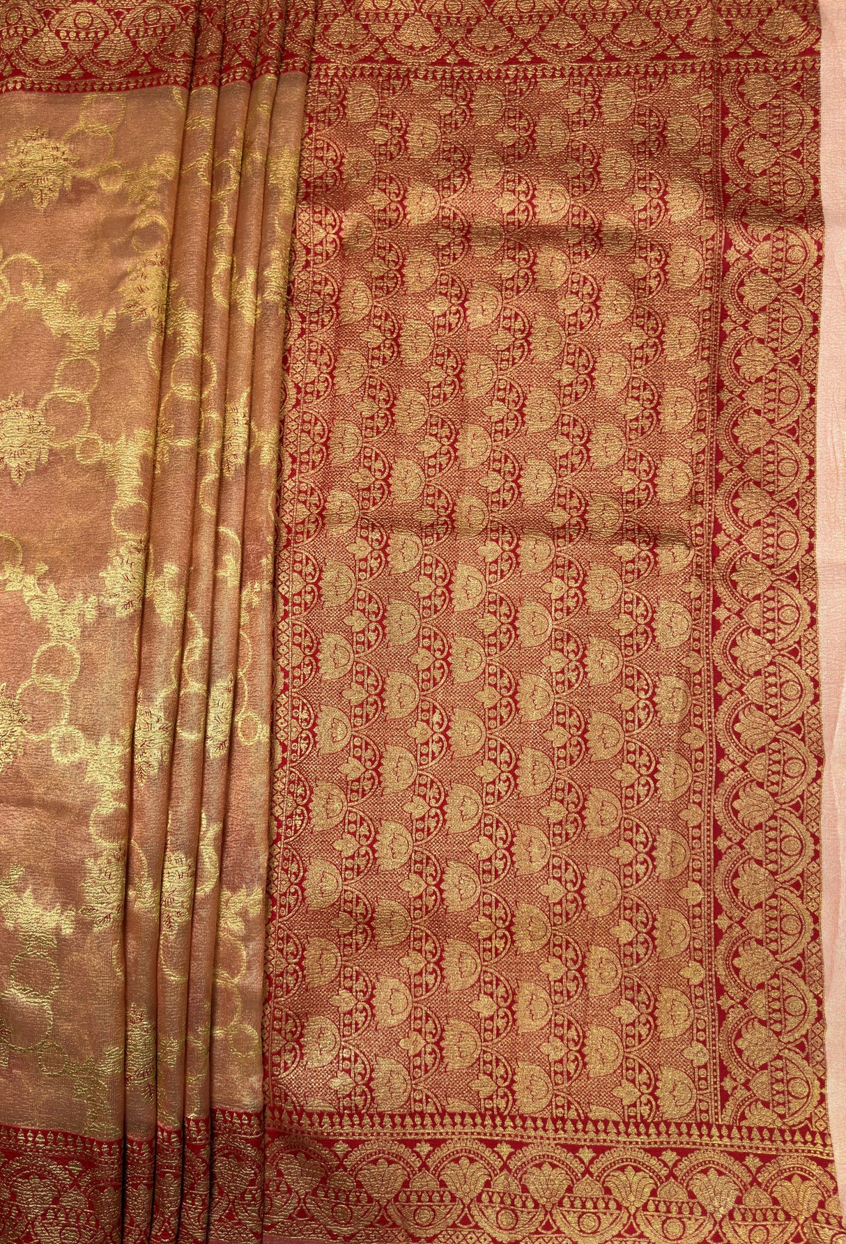 MIMOSA Maroon Banarasi Art Silk Saree β pallu and zari work detail
