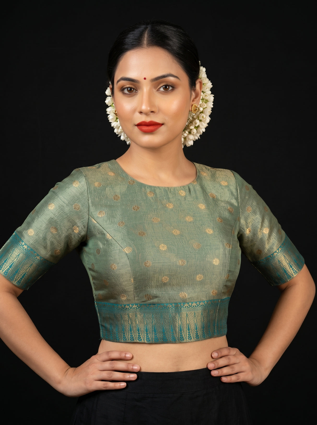 MIMOSA Saffire Banarasi Art Silk Saree - detailed view of pallu and border design
