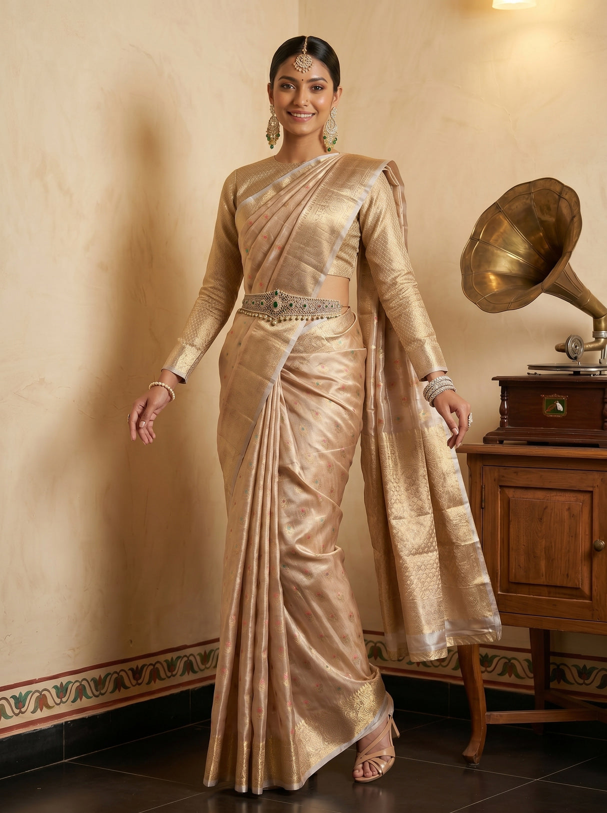 MIMOSA Chiku Banarasi Art Silk Saree — pose 9 styling detail