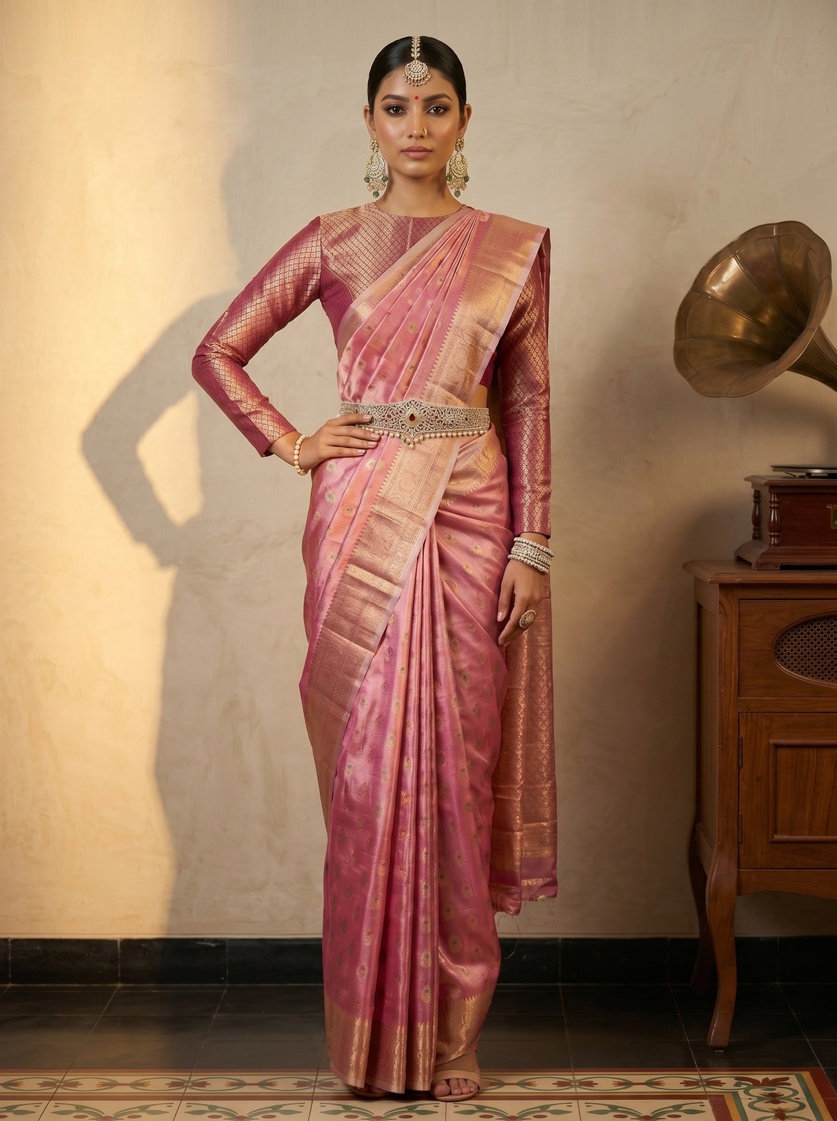 MIMOSA Rani Banarasi Art Silk Saree — pose 4 styling detail