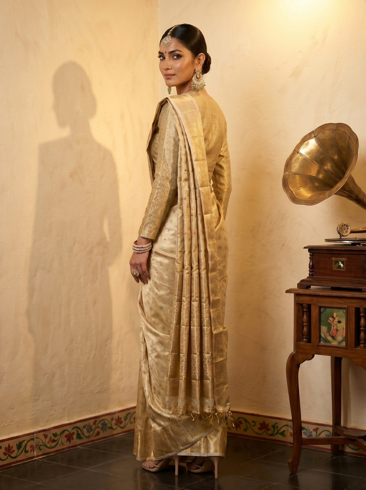 MIMOSA Tussar Banarasi Art Silk Saree — pose 7 styling detail