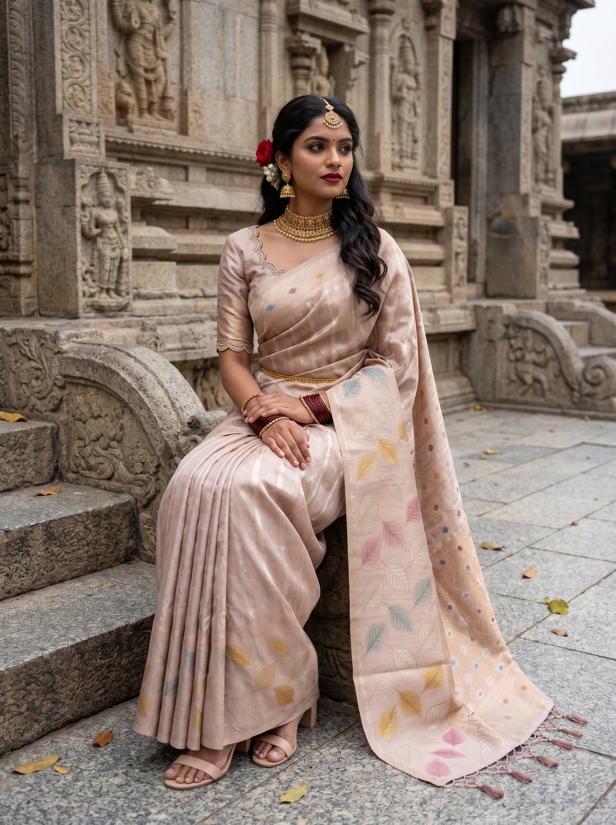 MIMOSA Lavender Banarasi Art Silk Saree β pose 8 styling detail