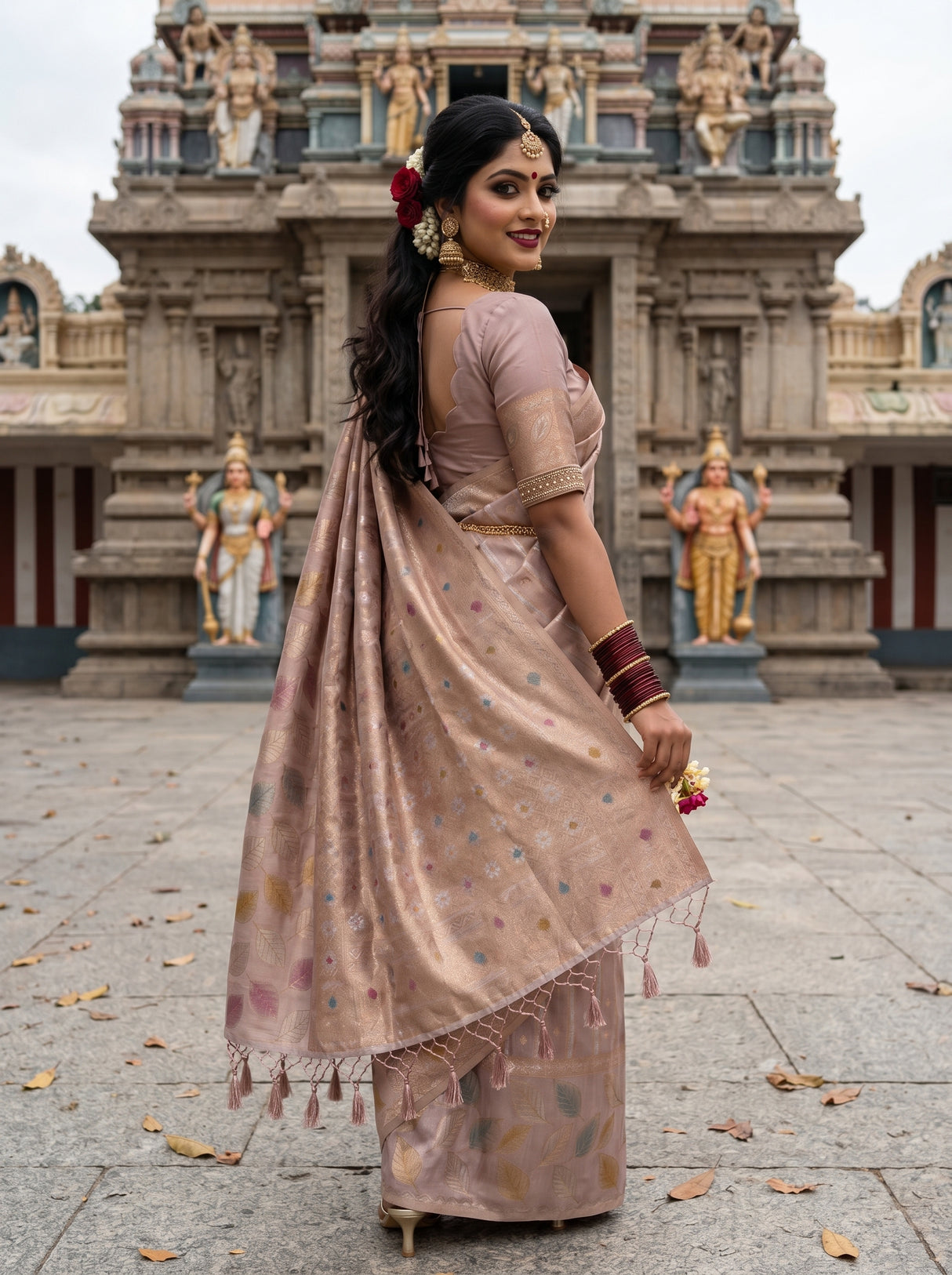 MIMOSA Lavender Banarasi Art Silk Saree β pose 9 styling detail
