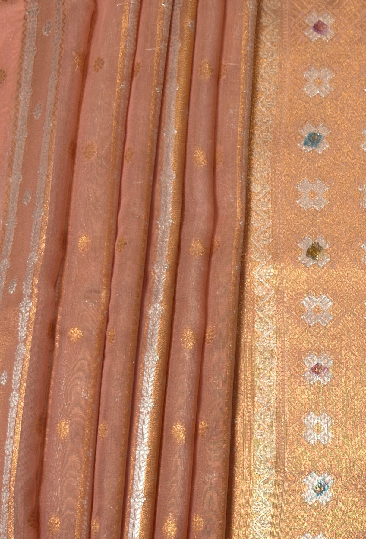 MIMOSA Peach Banarasi Art Silk Saree β fleets shot full lifestyle