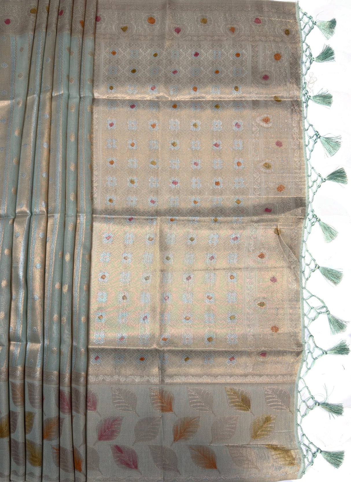 MIMOSA Rama Banarasi Art Silk Saree β pallu and zari work detail