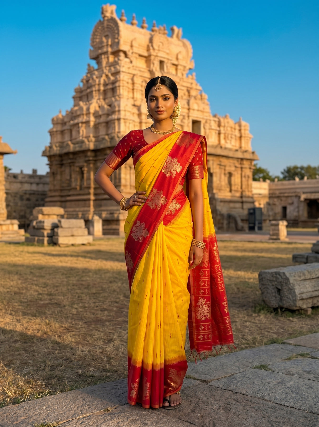 MIMOSA Gold Saree Saree — pose 4 styling detail