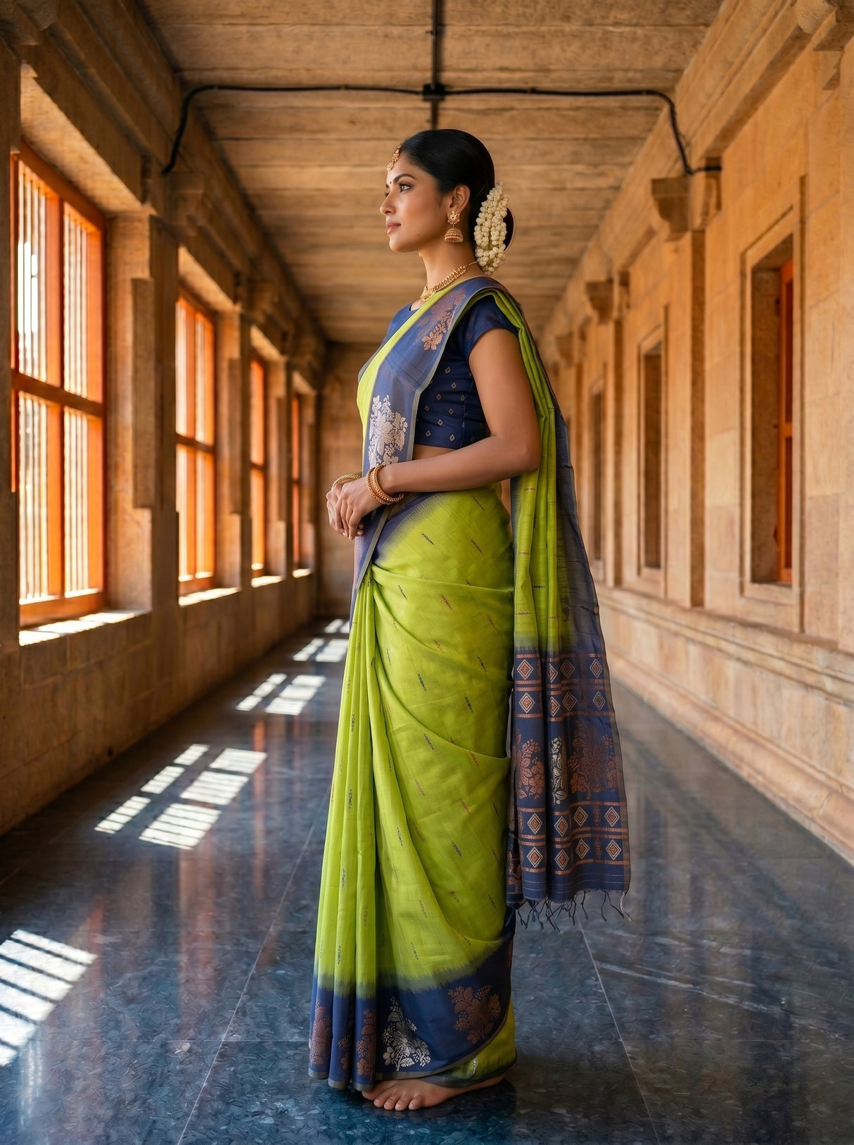 MIMOSA Olive Saree Saree — pose 3 styling detail