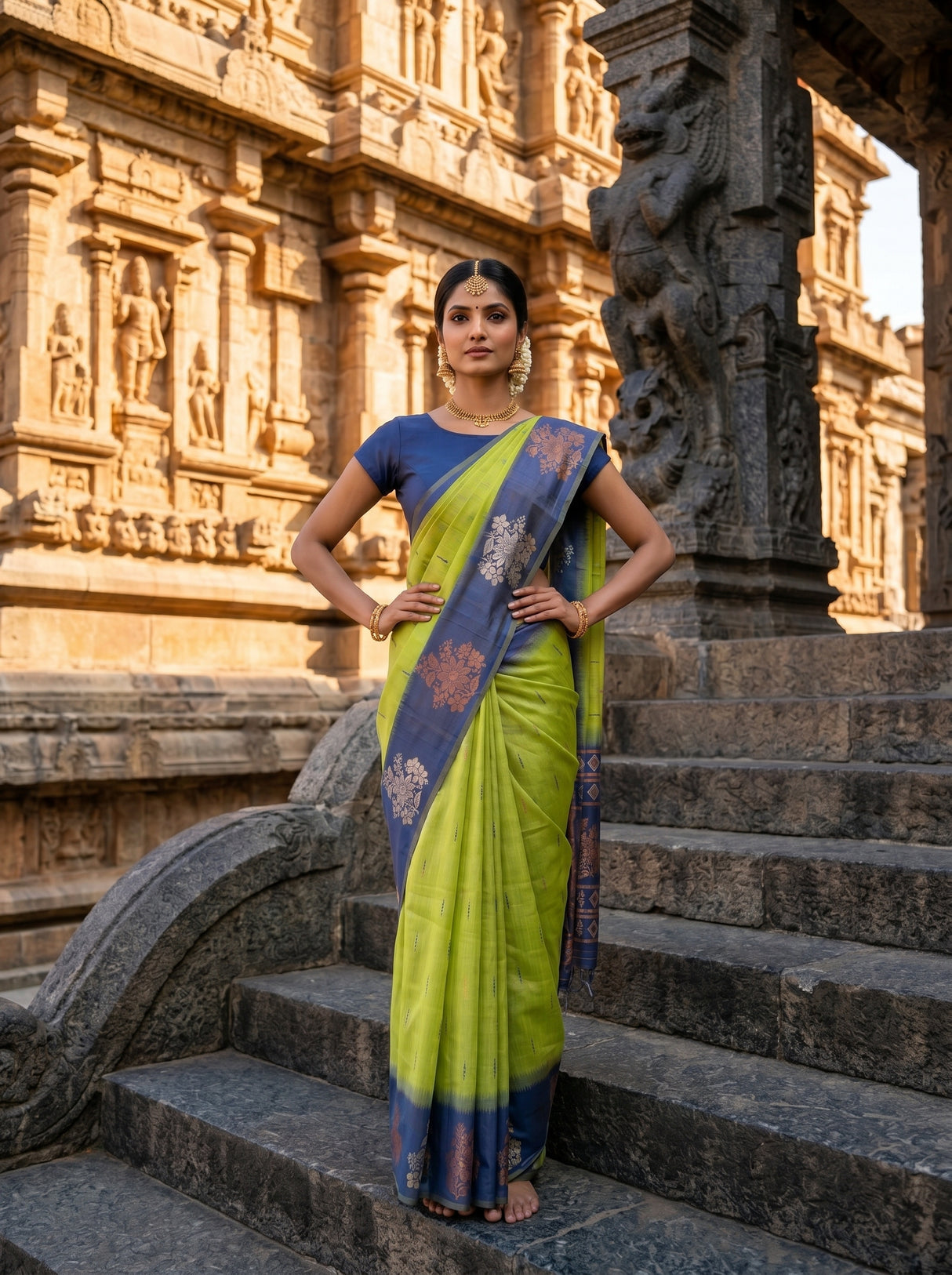 MIMOSA Olive Saree Saree — pose 4 styling detail