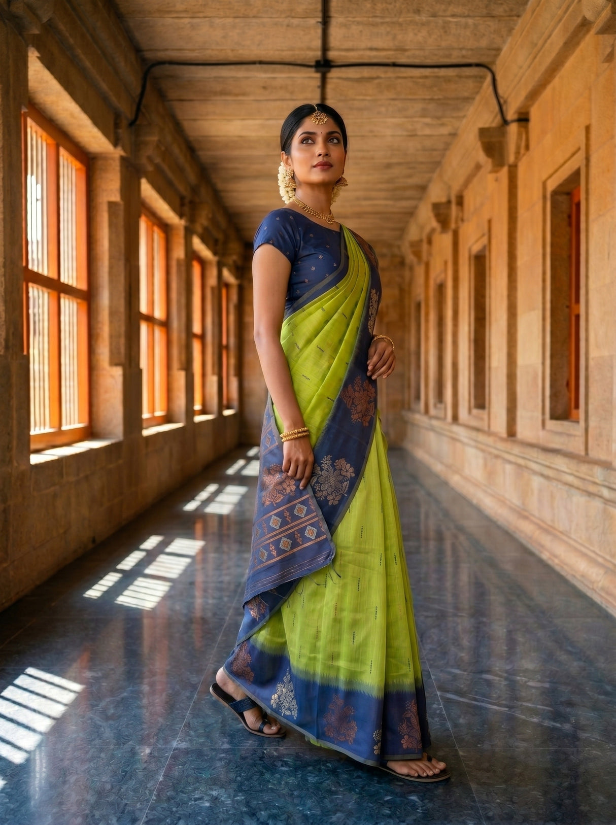 MIMOSA Olive Saree Saree — pose 6 styling detail