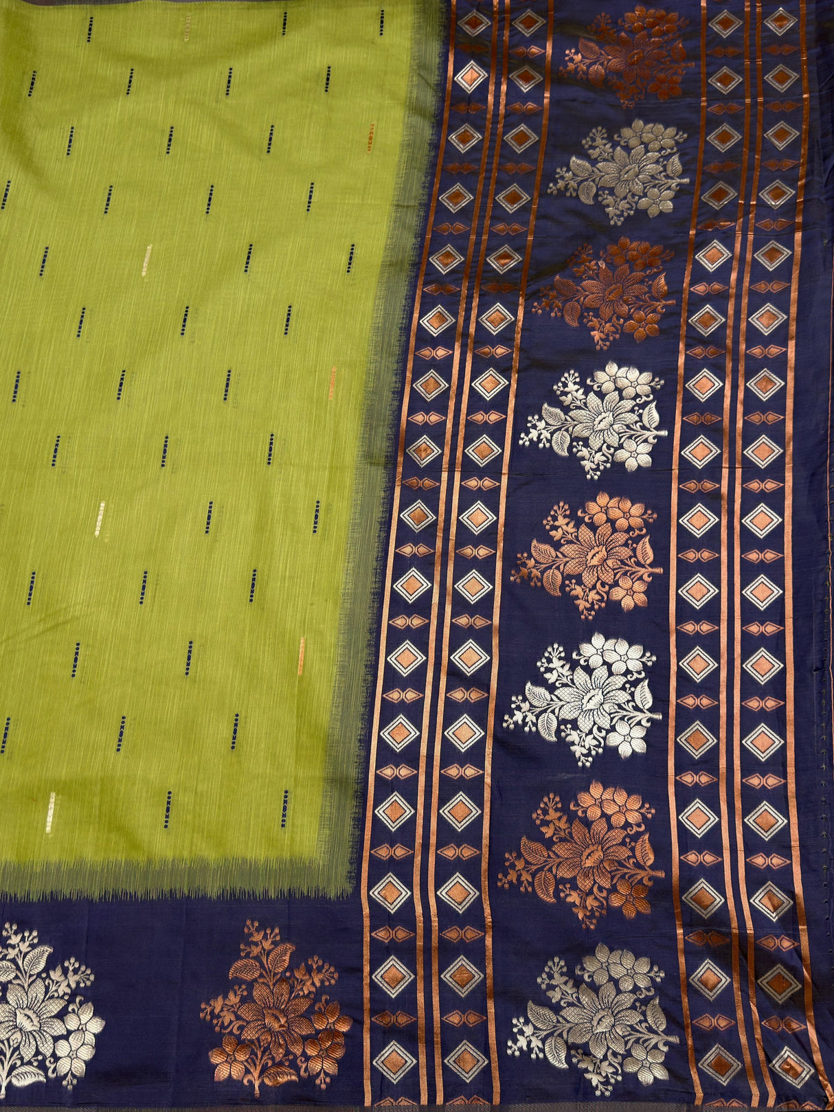 MIMOSA Olive Saree Saree — pallu and zari work detail