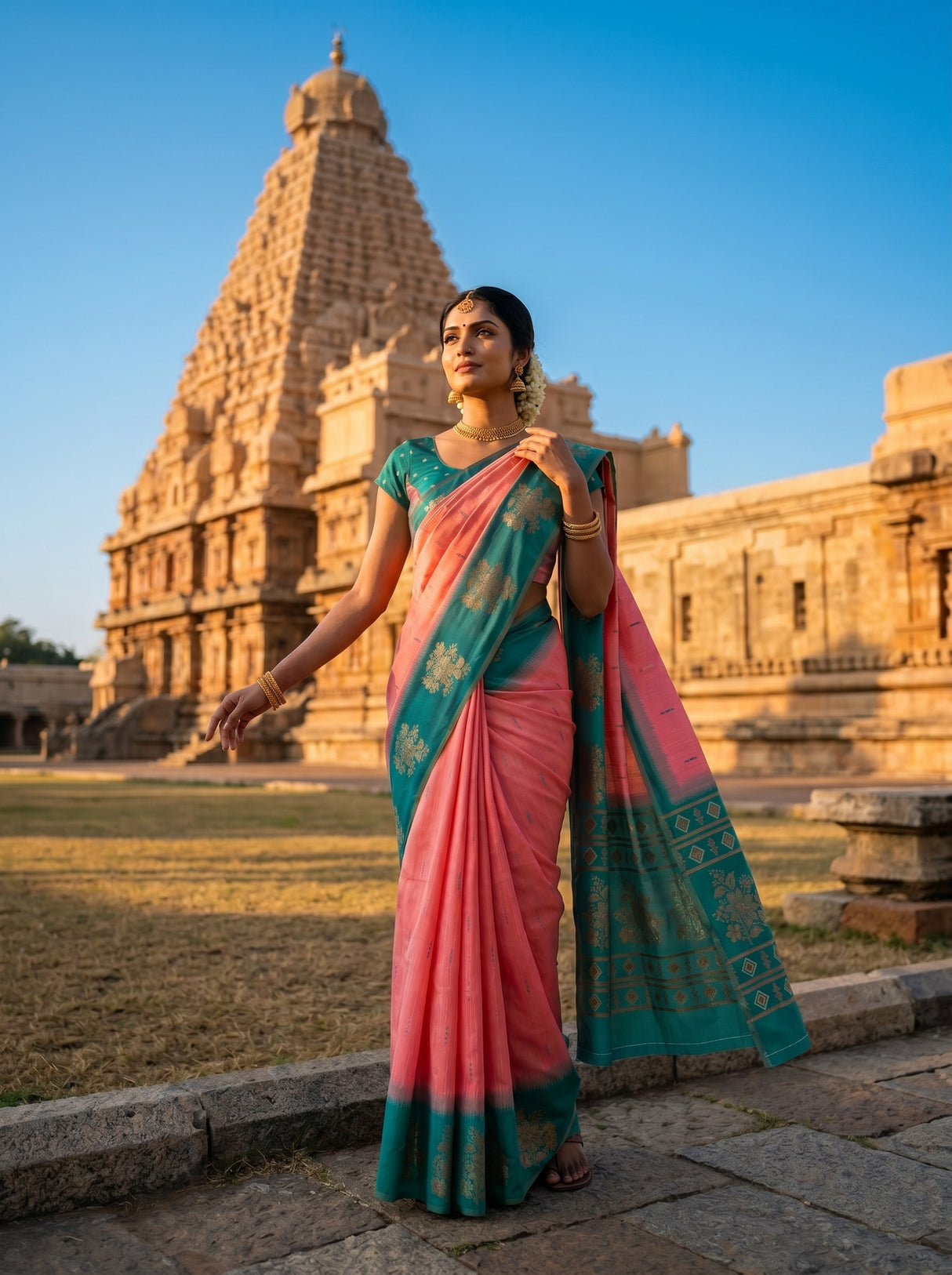 MIMOSA Pink Saree Saree — pose 9 styling detail