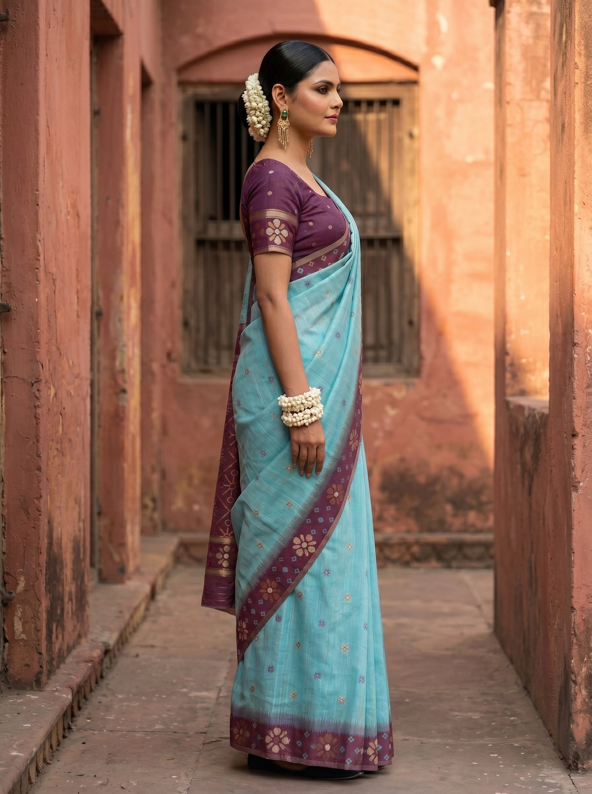 MIMOSA Sapphire Saree Saree — pose 3 styling detail