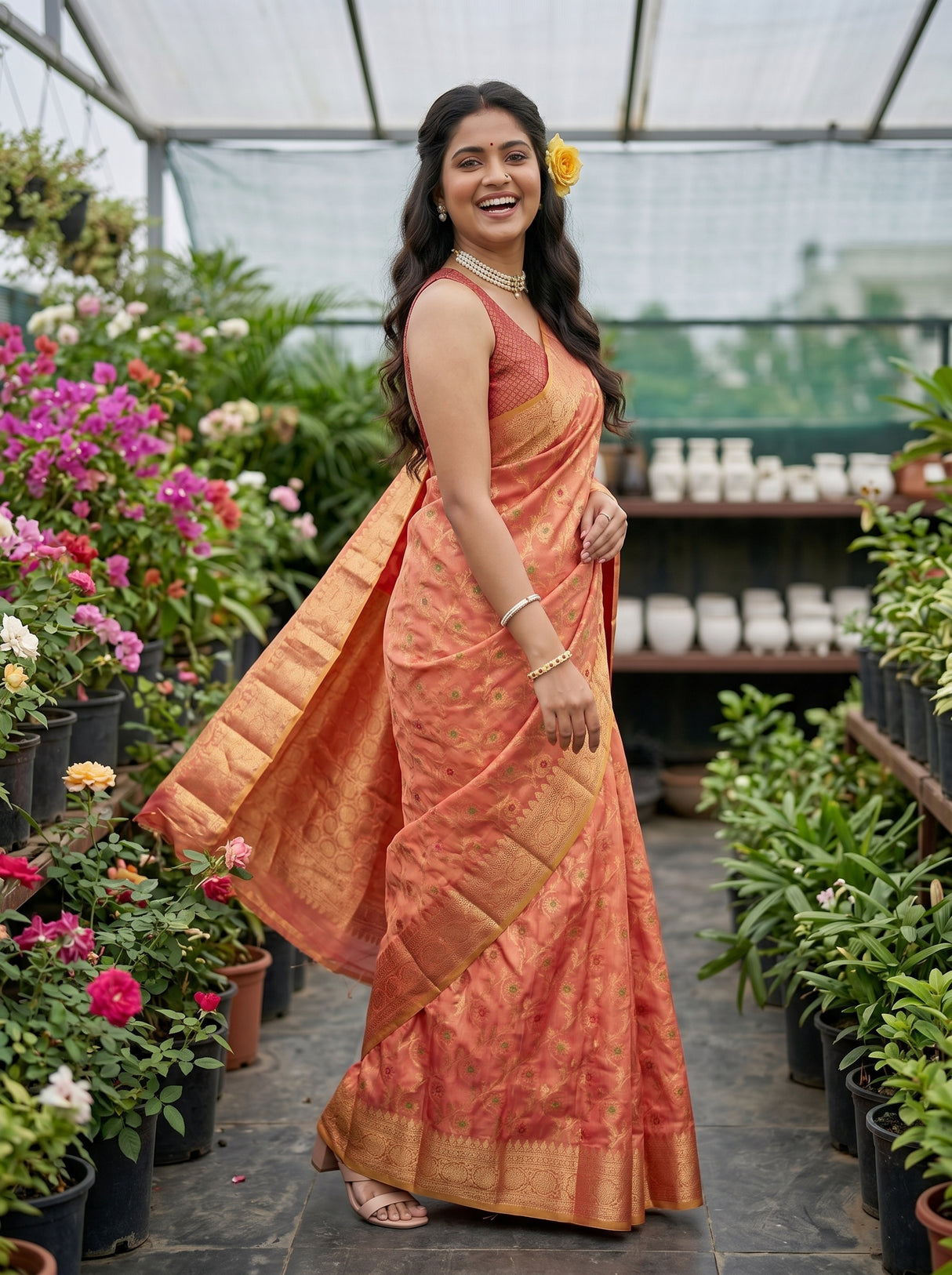 MIMOSA Gajari Banarasi Saree — pose 9 styling detail