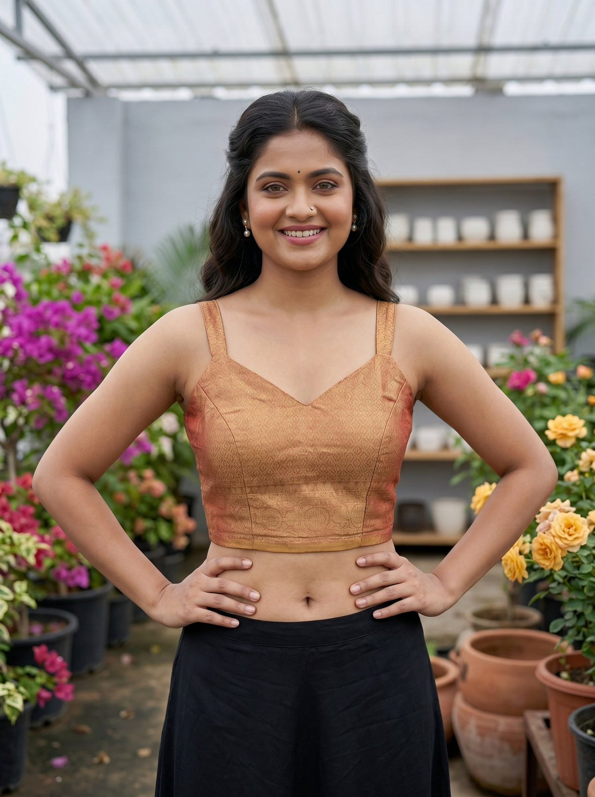 MIMOSA Gajari Banarasi Saree — blouse close-up