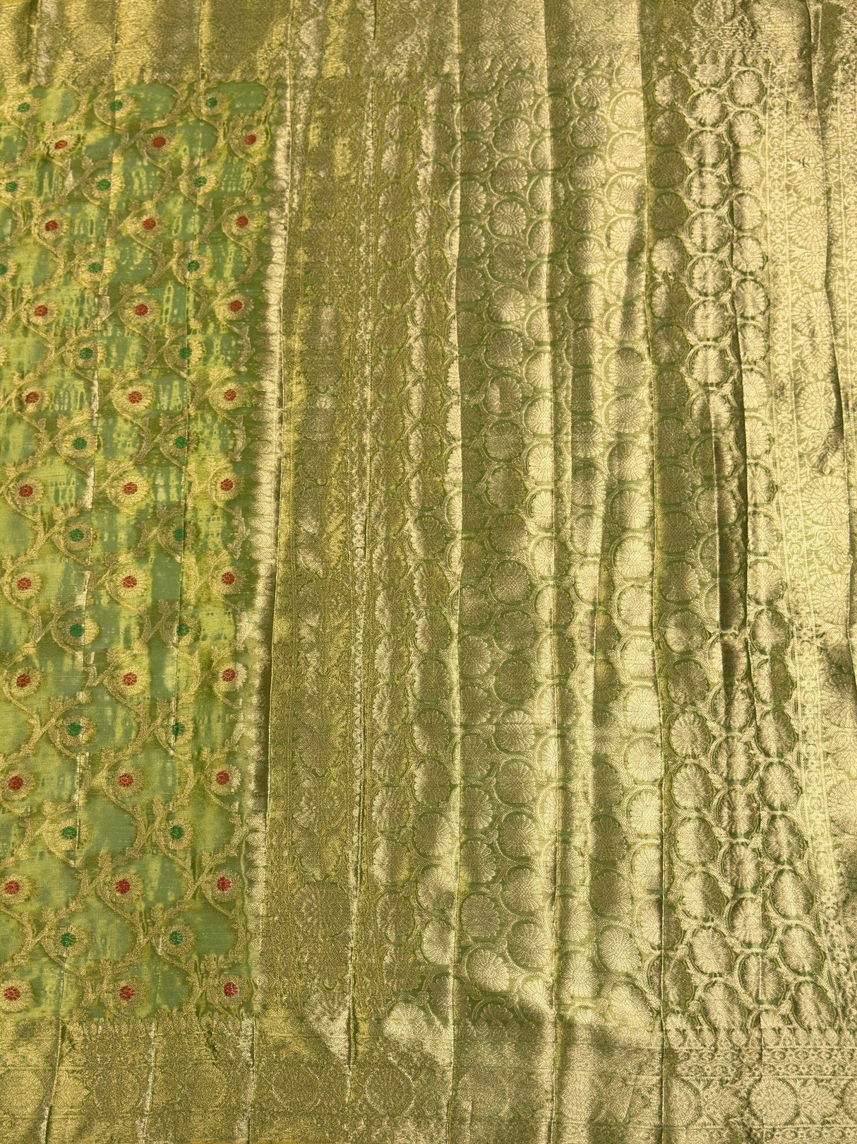 MIMOSA Olive Banarasi Saree — pallu and zari work detail